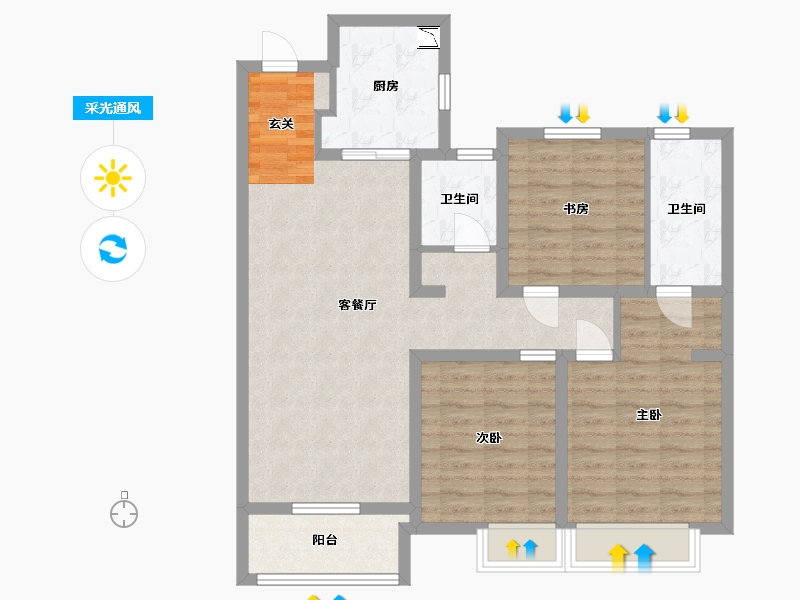 江苏省-淮安市-昌兴壹城-92.80-户型库-采光通风