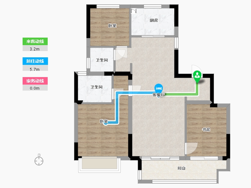 浙江省-宁波市-世茂云玺庐-80.07-户型库-动静线