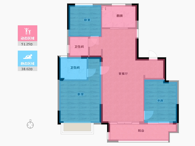 浙江省-宁波市-世茂云玺庐-80.07-户型库-动静分区