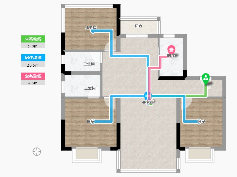 四川省-南充市-碧桂园·天樾-85.40-户型库-动静线