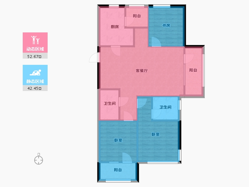 辽宁省-沈阳市-沈阳富力盛悦府-86.13-户型库-动静分区