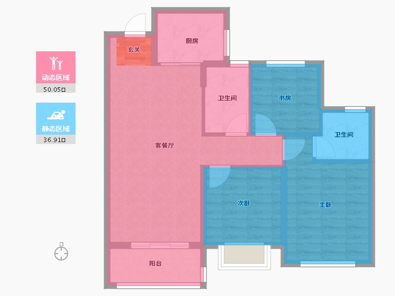 浙江省-台州市-祥生未来悦-78.00-户型库-动静分区