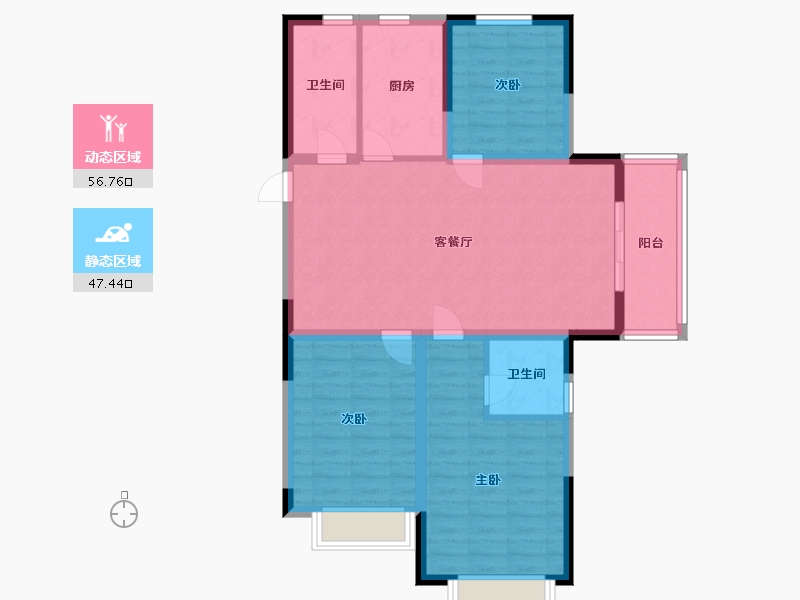 江苏省-淮安市-四季江南-93.60-户型库-动静分区