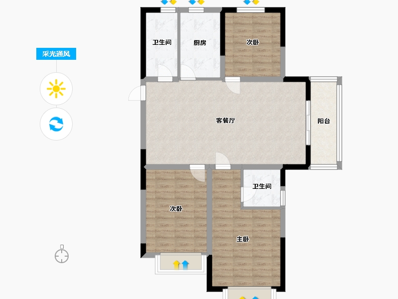 江苏省-淮安市-四季江南-93.60-户型库-采光通风