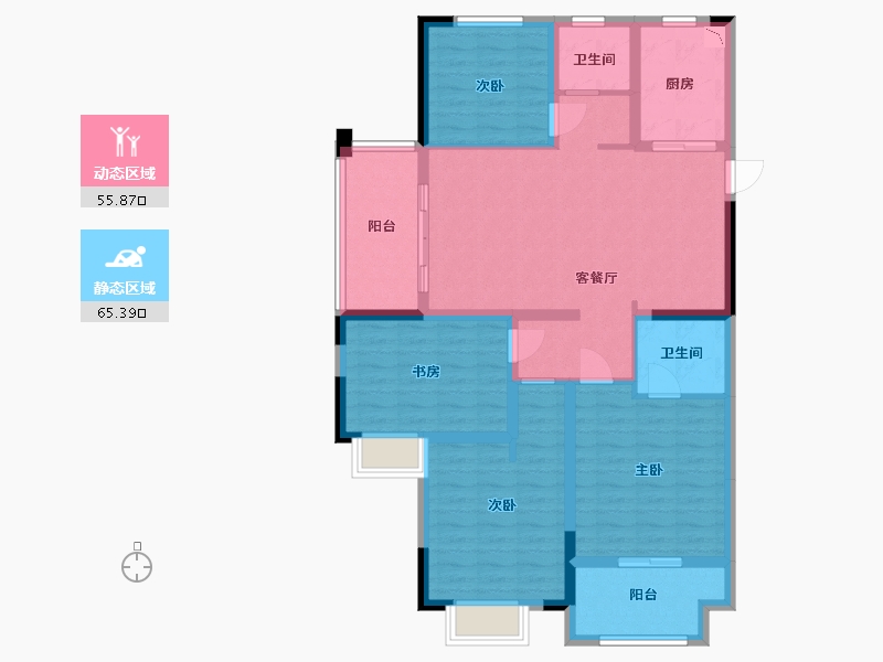 江苏省-淮安市-香格里拉公馆-107.98-户型库-动静分区