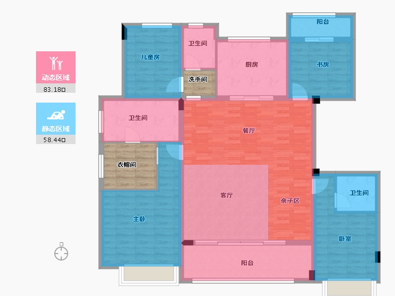 浙江省-杭州市-绿城茗春苑-136.00-户型库-动静分区