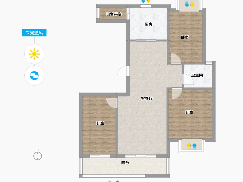 安徽省-亳州市-建投东方名府玖著-88.00-户型库-采光通风