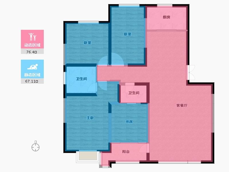 宁夏回族自治区-银川市-香榭丽舍花园-129.67-户型库-动静分区