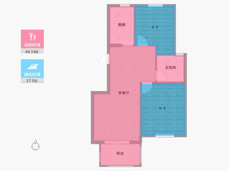 浙江省-宁波市-春江府-70.00-户型库-动静分区