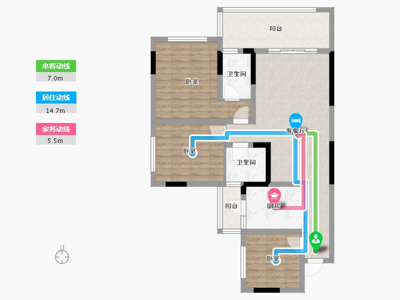 四川省-南充市-阳光望江榭-88.74-户型库-动静线