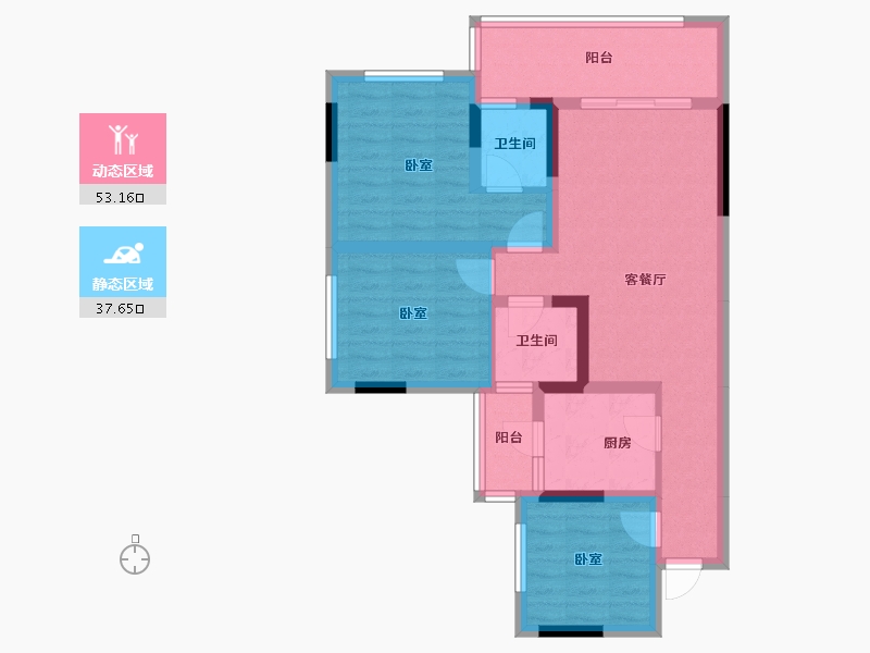 四川省-南充市-阳光望江榭-79.52-户型库-动静分区