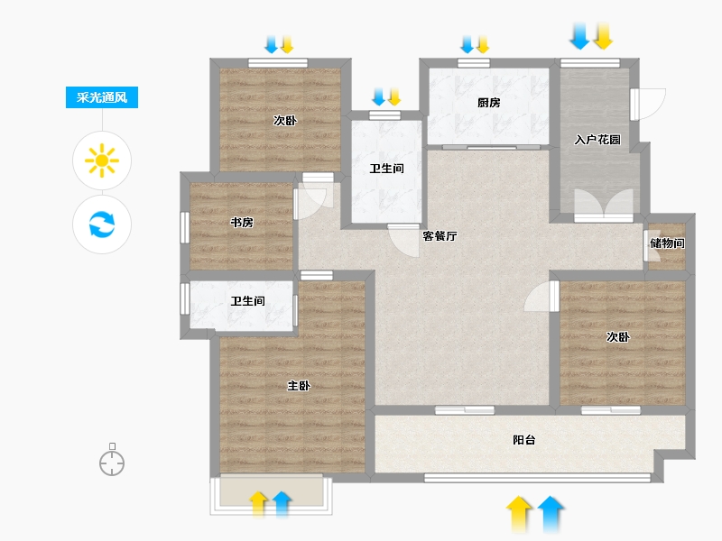 江苏省-淮安市-海棠晴园-110.40-户型库-采光通风