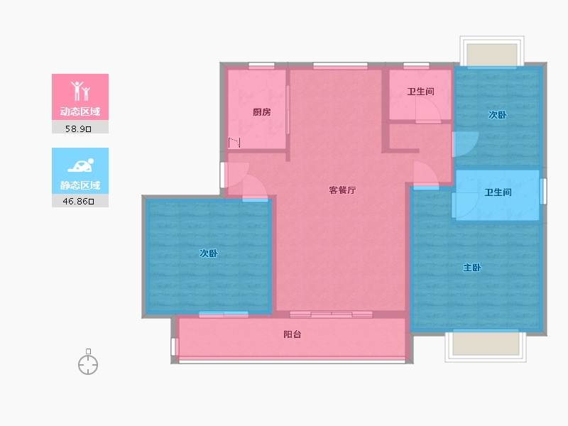 江苏省-盐城市-驿龙华府-95.20-户型库-动静分区