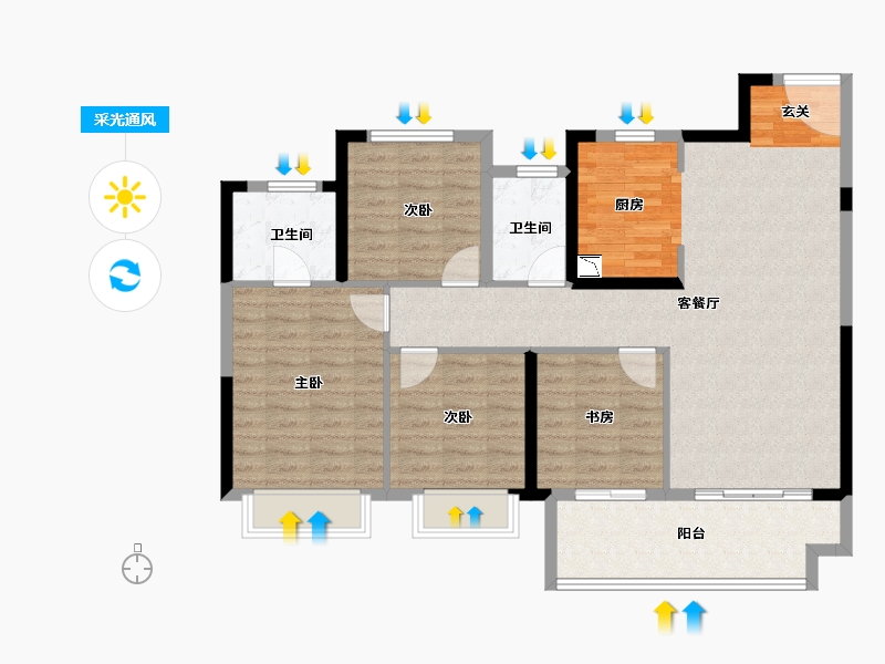 江苏省-常州市-新城明昱玖园-105.73-户型库-采光通风