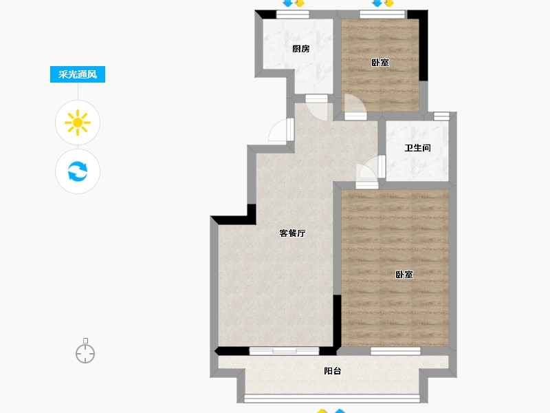 浙江省-宁波市-临湾府-60.99-户型库-采光通风