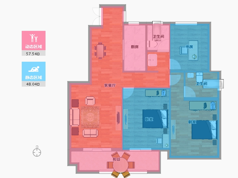 安徽省-马鞍山市-明发明博小镇星悦府-96.05-户型库-动静分区