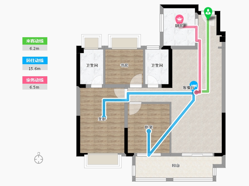 江苏省-扬州市-招商&amp;新城-运河上宸-94.67-户型库-动静线