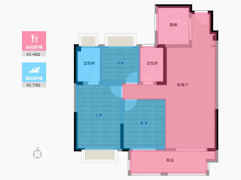 江苏省-扬州市-招商&amp;新城-运河上宸-94.67-户型库-动静分区