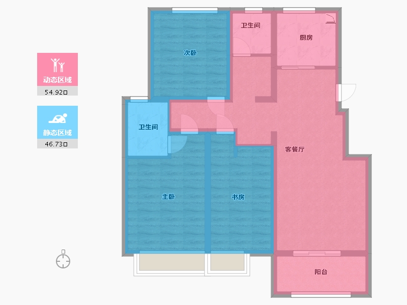 江苏省-淮安市-景虹丽都-89.80-户型库-动静分区