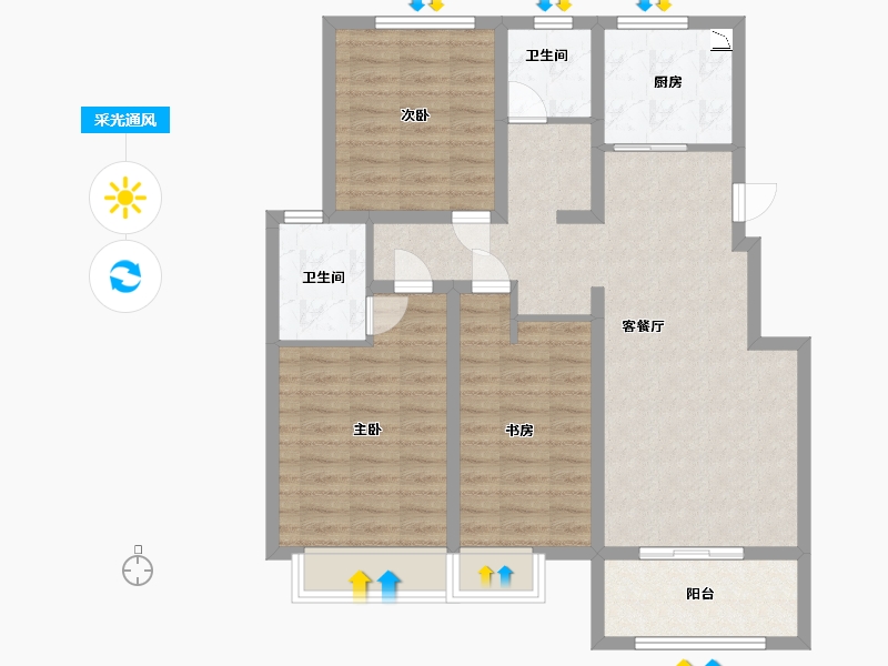 江苏省-淮安市-景虹丽都-89.80-户型库-采光通风