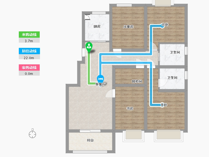 江苏省-淮安市-景虹丽都-100.40-户型库-动静线