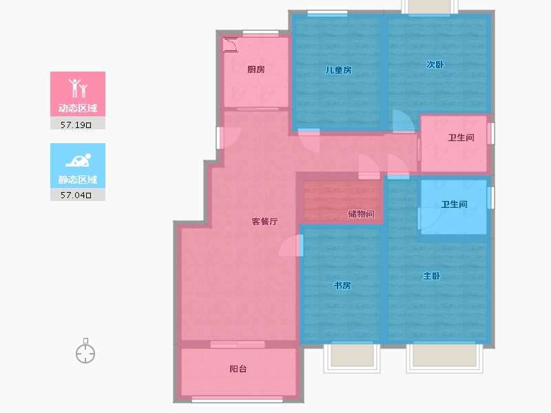 江苏省-淮安市-景虹丽都-100.40-户型库-动静分区