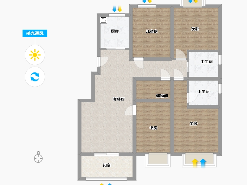 江苏省-淮安市-景虹丽都-100.40-户型库-采光通风