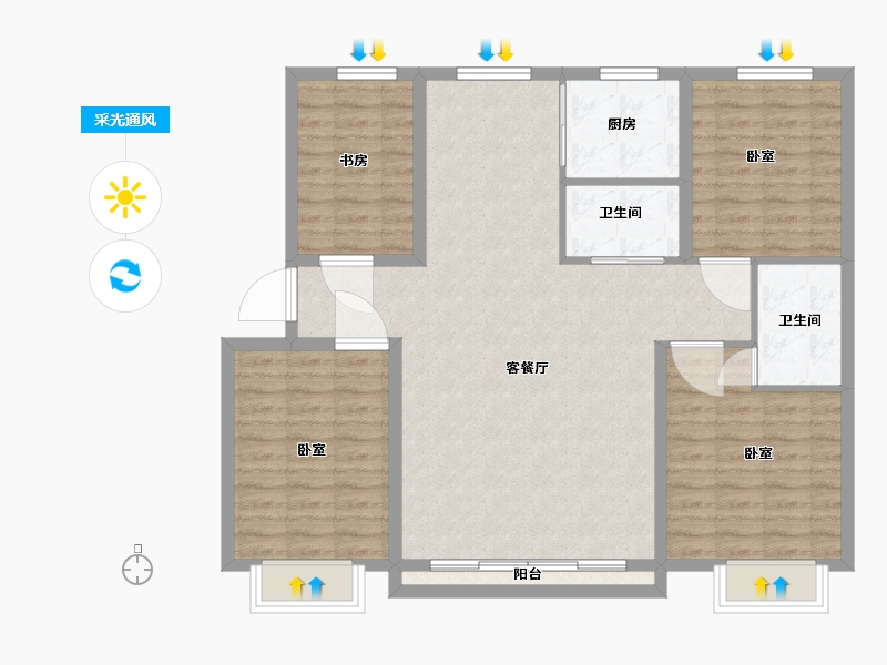 宁夏回族自治区-银川市-东湖金岸-110.41-户型库-采光通风