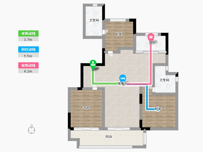 浙江省-宁波市-绿雅原乡-80.00-户型库-动静线