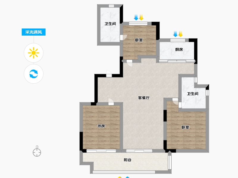 浙江省-宁波市-绿雅原乡-80.00-户型库-采光通风