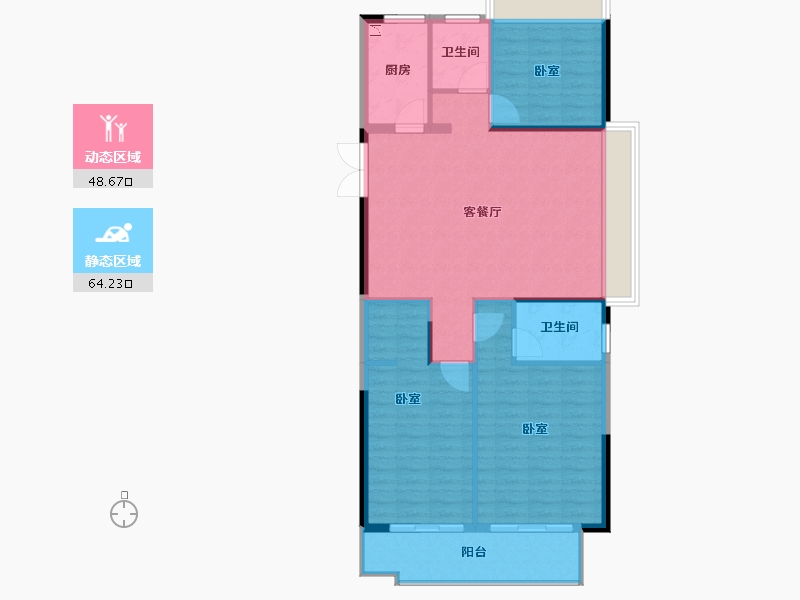 江苏省-宿迁市-碧桂园·泗都府-104.00-户型库-动静分区