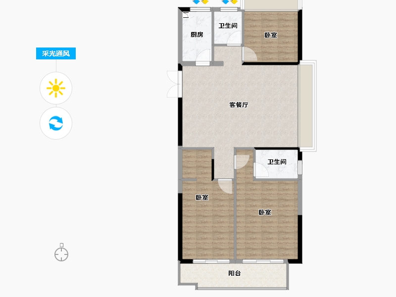 江苏省-宿迁市-碧桂园·泗都府-104.00-户型库-采光通风