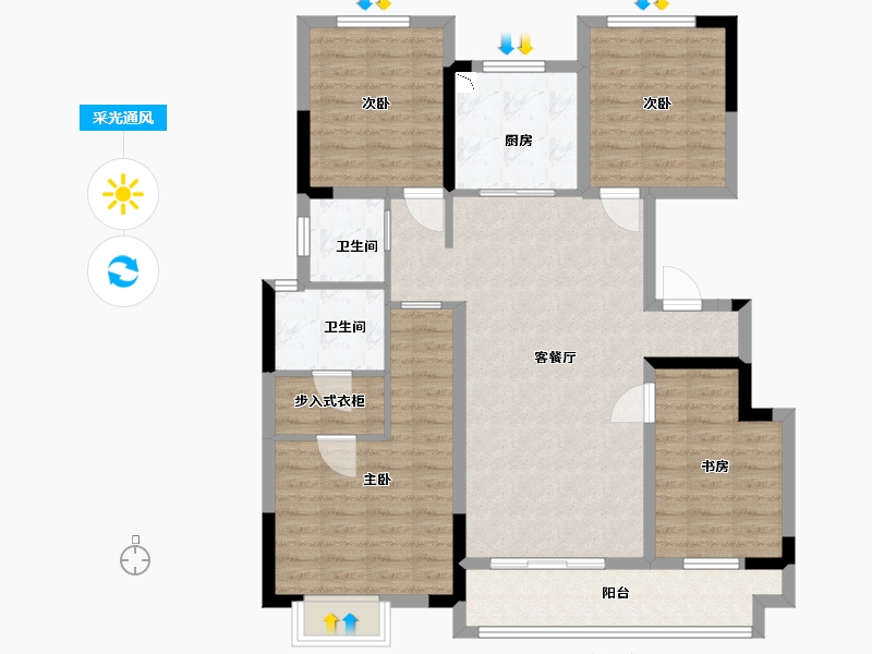 江苏省-淮安市-中梁·玖龙首府-106.40-户型库-采光通风