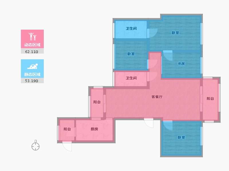 浙江省-温州市-润地巴厘九墅-102.00-户型库-动静分区