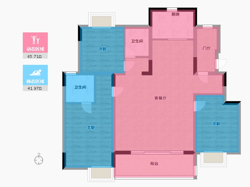 江苏省-南通市-融信·澜宸-96.00-户型库-动静分区