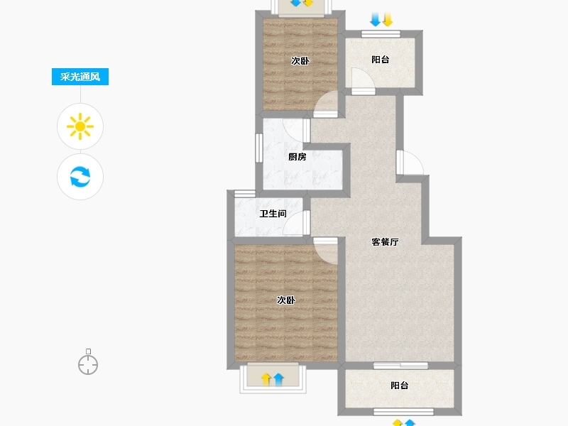 江苏省-扬州市-光明·朗悦华府-70.01-户型库-采光通风