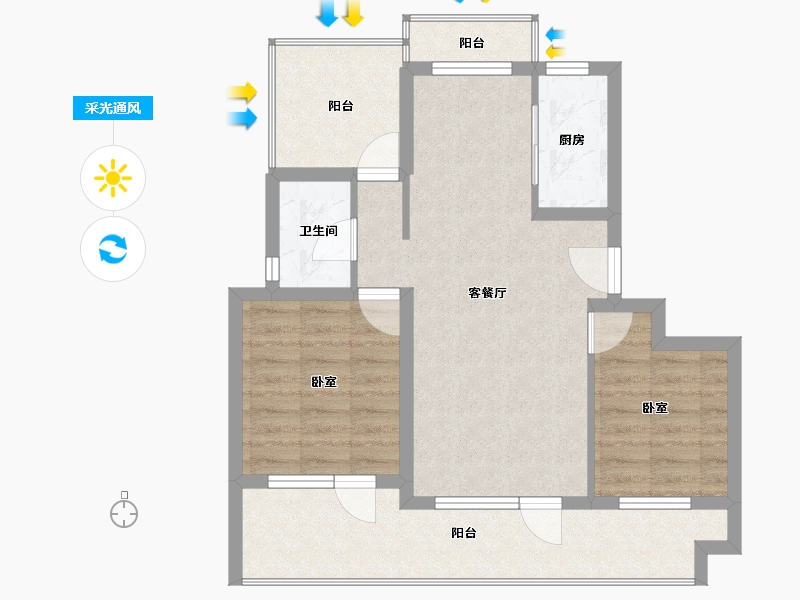 浙江省-绍兴市-合生杭州湾国际新城-74.00-户型库-采光通风