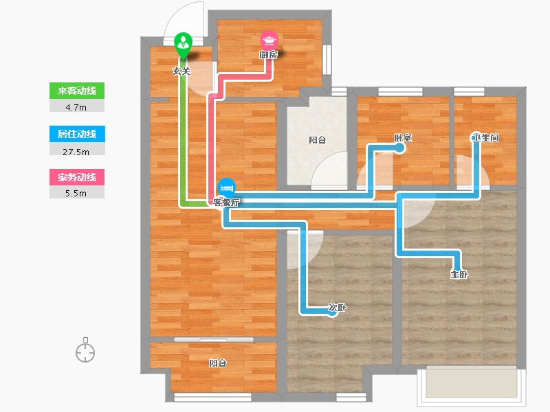 浙江省-杭州市-旭辉滨江东方悦府-73.57-户型库-动静线