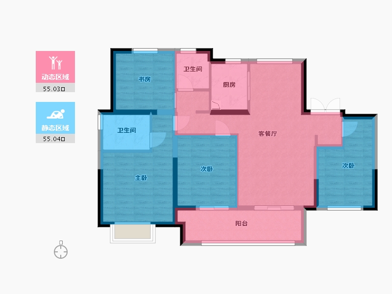 江苏省-淮安市-中南樾府-98.41-户型库-动静分区