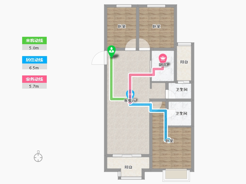 浙江省-宁波市-雅戈尔壹号-87.00-户型库-动静线