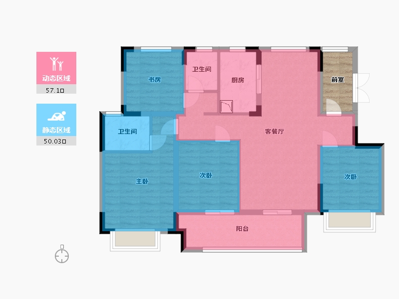 江苏省-淮安市-中南樾府-100.00-户型库-动静分区