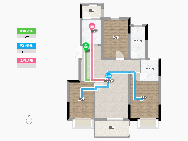 江苏省-南通市-首开紫宸江湾-85.00-户型库-动静线