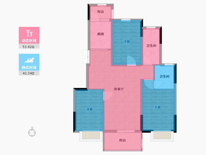 江苏省-南通市-首开紫宸江湾-85.00-户型库-动静分区