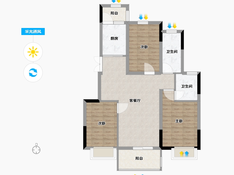 江苏省-南通市-首开紫宸江湾-85.00-户型库-采光通风