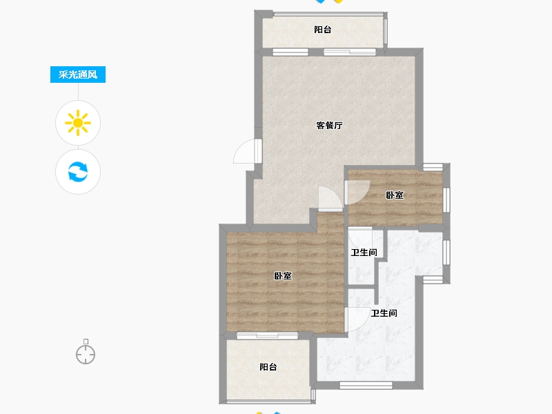 浙江省-温州市-楠溪云岚-66.00-户型库-采光通风