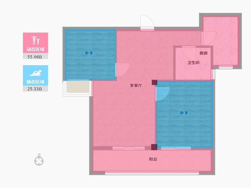 浙江省-宁波市-丹桂花园二期-73.00-户型库-动静分区