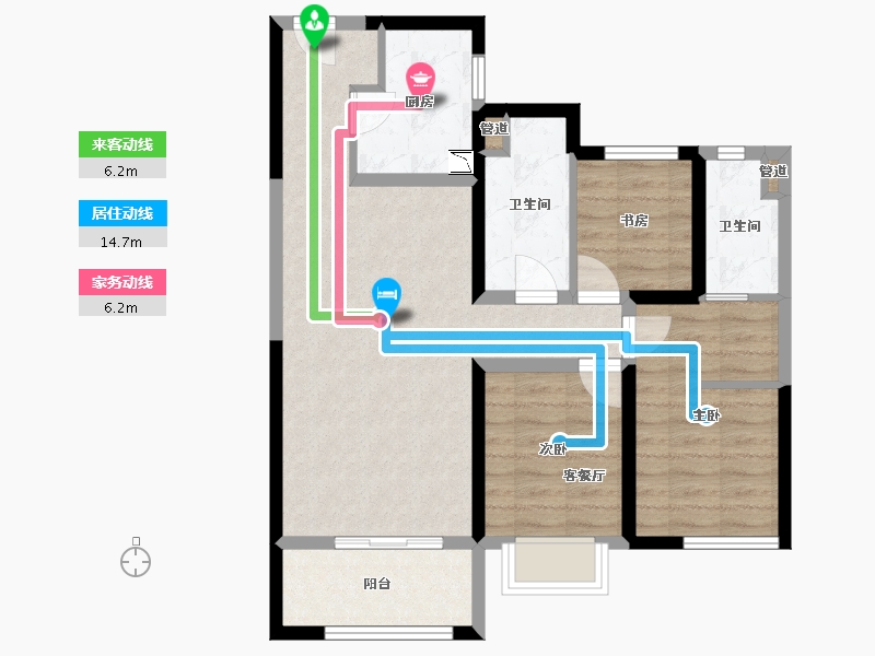 甘肃省-兰州市-富力兰州CBD-75.12-户型库-动静线