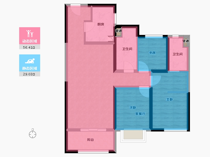 甘肃省-兰州市-富力兰州CBD-75.12-户型库-动静分区