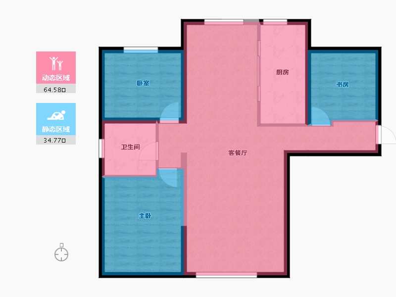 宁夏回族自治区-银川市-香榭丽舍花园-89.74-户型库-动静分区