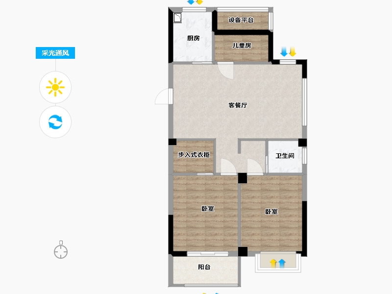 浙江省-宁波市-山海珑湾-79.97-户型库-采光通风